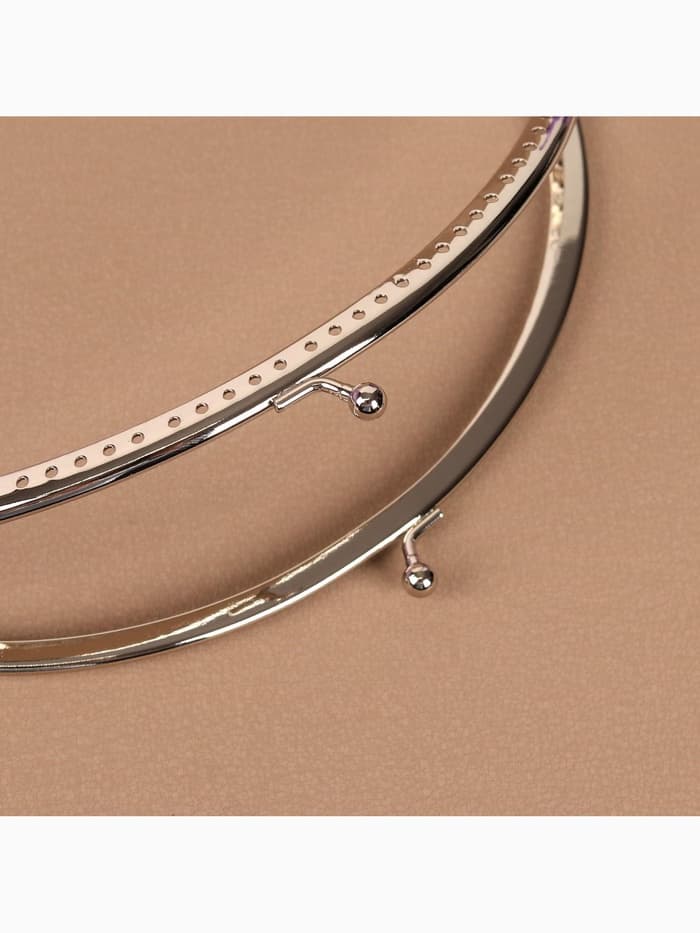 Фермуар пришивной «Полукруг», 20 см, цвет серебряный