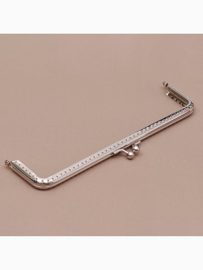 Фермуар пришивной «Прямоугольник», 20 см, цвет серебряный