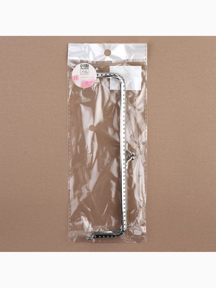 Фермуар пришивной «Прямоугольник», 20 см, цвет серебряный