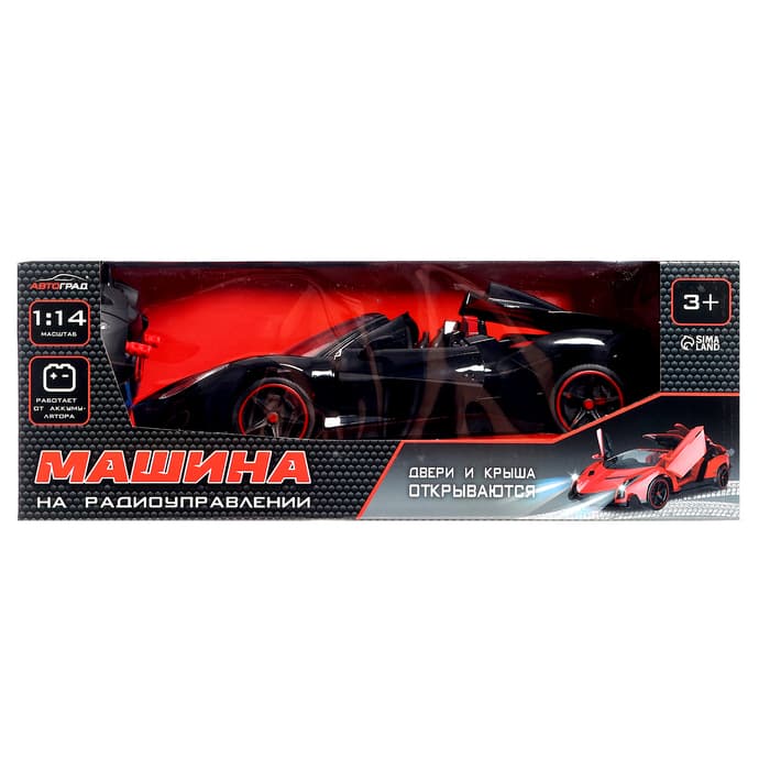 Машинка на пульте управления «Купе», радиоуправление, 1:14, открываются двери и крыша, работает от аккумулятора, цвет чёрный