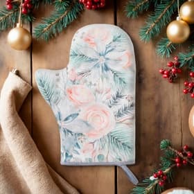 Варежка - прихватка «Этель» Christmas flowers, 20×27 см, саржа, 100% хлопок, ватин 250 г/м²