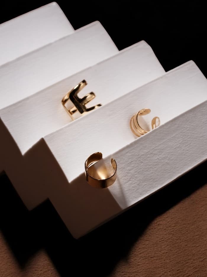 Серьги каффы «Классика», набор 3 шт. цвет золото