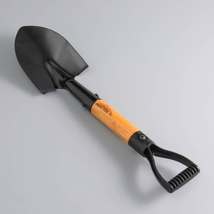 Лопата туристическая «Мастер К» штыковая, 37 см, черная, дерево
