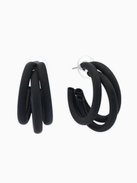 Серьги кольца тройные QF «Боттега», d=3.5, чёрные