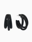 Серьги кольца тройные QF «Боттега», d=3.5, чёрные