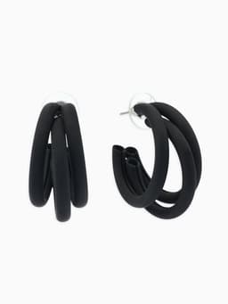 Серьги кольца тройные QF «Боттега», d=3.5, чёрные