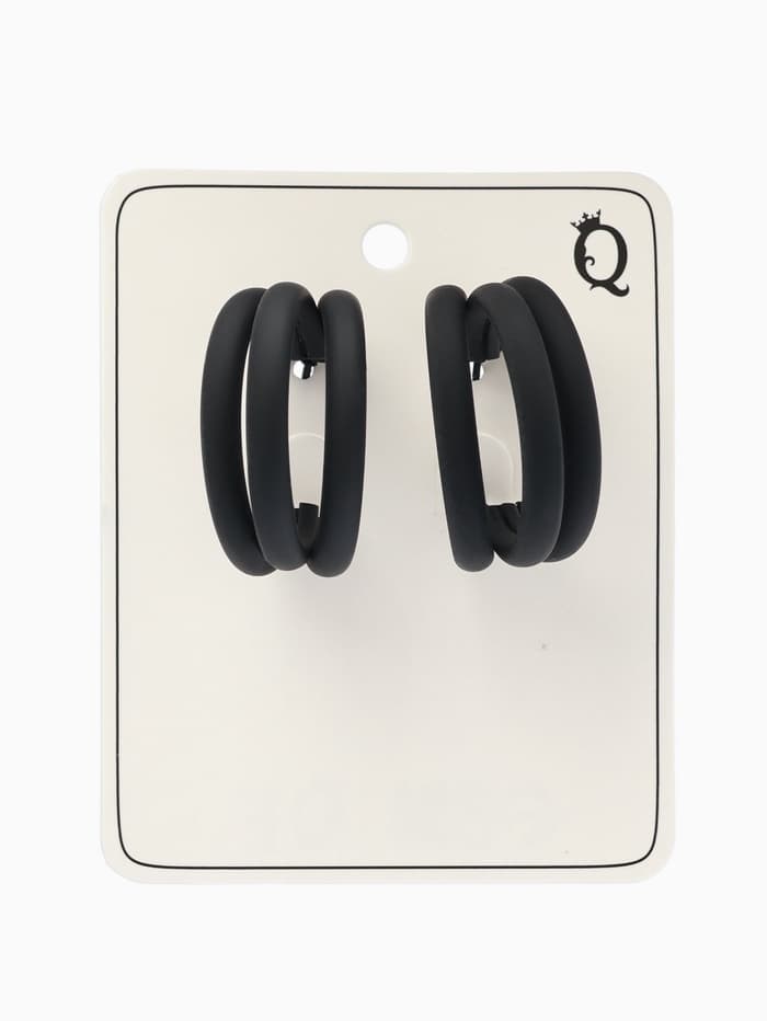 Серьги кольца тройные QF «Боттега», d=3.5, чёрные