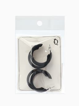 Серьги кольца тройные QF «Боттега», d=3.5, чёрные