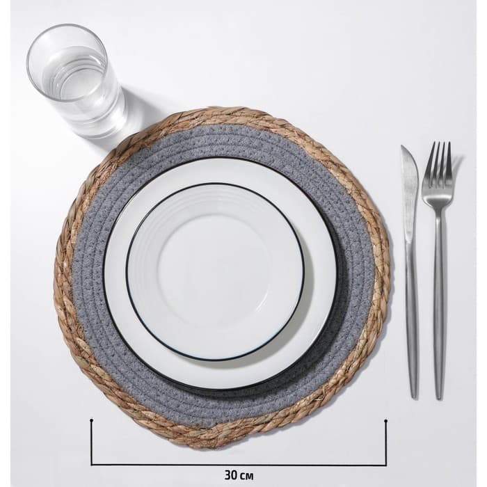 Салфетка сервировочная на стол Доляна «Мэг», 30×30 см, голубая