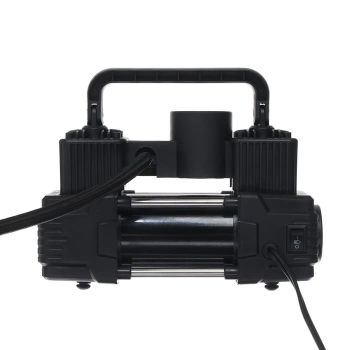 Компрессор автомобильный двухпоршневой, 12 В, фонарь, 25 л/мин, сумка, черный