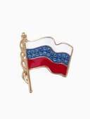 Брошь «Флаг России», триколор в золоте