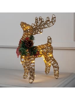 Светодиодная фигура «Олень золотистый» 36×20×10 см, металл, от батареек ААх3, свечение тёплое белое