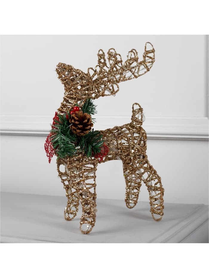 Светодиодная фигура «Олень золотистый» 36×20×10 см, металл, от батареек ААх3, свечение тёплое белое