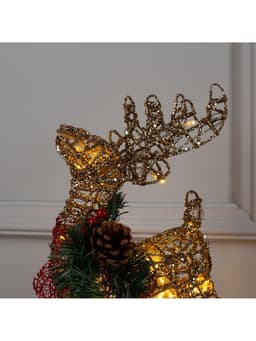 Светодиодная фигура «Олень золотистый» 36×20×10 см, металл, от батареек ААх3, свечение тёплое белое