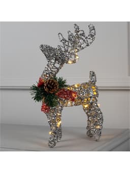 Светодиодная фигура «Олень серебристый» 25×30×10 см, металл, от батареек ААх3, свечение тёплое белое