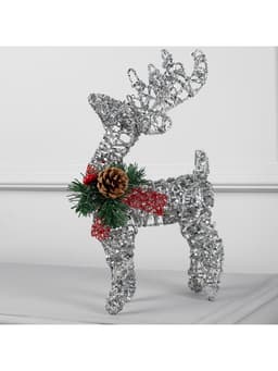 Светодиодная фигура «Олень серебристый» 25×30×10 см, металл, от батареек ААх3, свечение тёплое белое