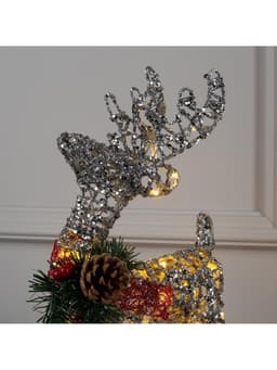 Светодиодная фигура «Олень серебристый» 25×30×10 см, металл, от батареек ААх3, свечение тёплое белое