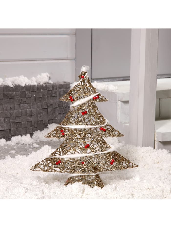 Светодиодная фигура «Ёлка с ягодами» 40×50×10 см, металл, 220 В, свечение тёплое белое