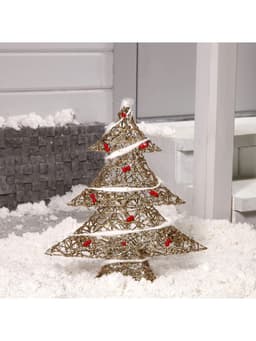 Светодиодная фигура «Ёлка с ягодами» 40×50×10 см, металл, 220 В, свечение тёплое белое