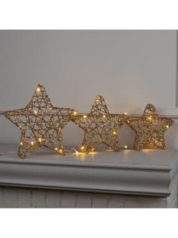 Светодиодная фигура «Звёзды золотистые» 20, 25, 30 см, металл, 220 В, свечение тёплое белое