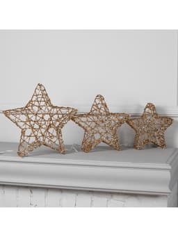 Светодиодная фигура «Звёзды золотистые» 20, 25, 30 см, металл, 220 В, свечение тёплое белое