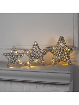 Светодиодная фигура «Звёзды серебристые» 20, 25, 30 см, металл, 220 В, свечение тёплое белое