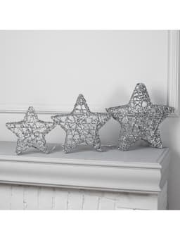 Светодиодная фигура «Звёзды серебристые» 20, 25, 30 см, металл, 220 В, свечение тёплое белое