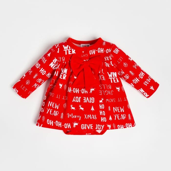 Боди - платье детское «Крошка Я» Joy, рост 80-86 см, красное