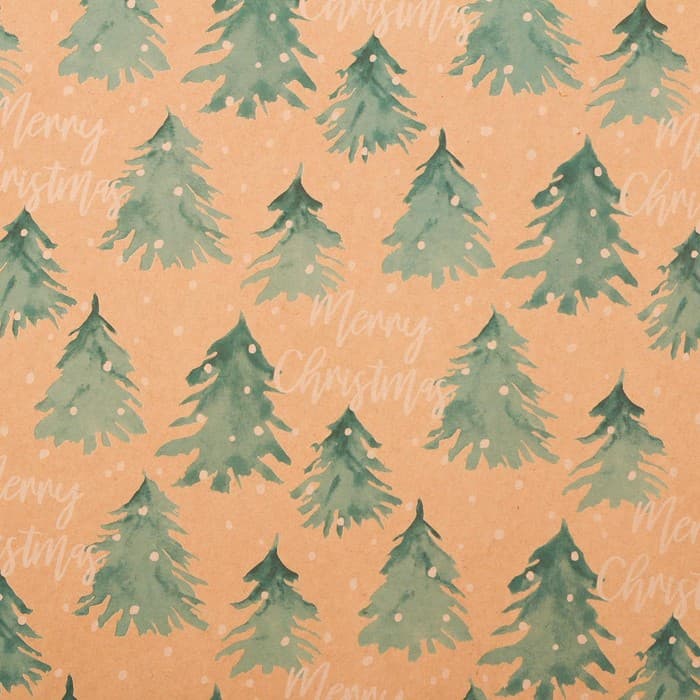 Бумага упаковочная бурый крафт Merry christmas, 50×70 см