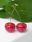 Серьги пластик «Ягодка», черешня, красные в золоте