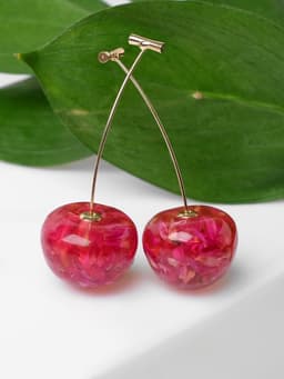 Серьги пластик «Ягодка», черешня, красные в золоте