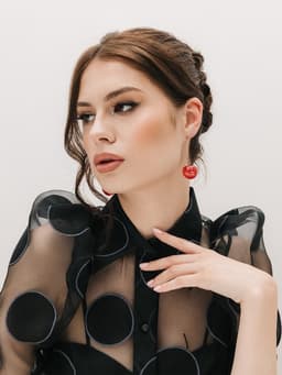 Серьги пластик «Ягодка», черешня, красные в золоте