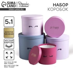 Набор коробок для цветов 5 в 1, упаковка подарочная, «Глазки», 14×14×13 см - 22×22×19.5 см