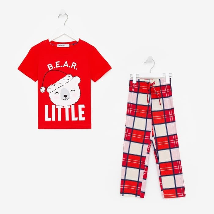 Пижама новогодняя детская: футболка, брюки, KAFTAN: Bear, рост 98-104 см