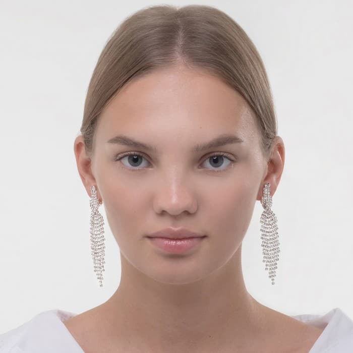 Клипсы для ушей QF «Вечеринка», переплетения, белая в серебре