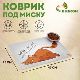 Коврик под миску «Пижон» Waiting for food, 43×28 см, с нескользящим основанием