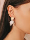 Серьги ассорти «Ветер», бабочка, малые, белые в золоте