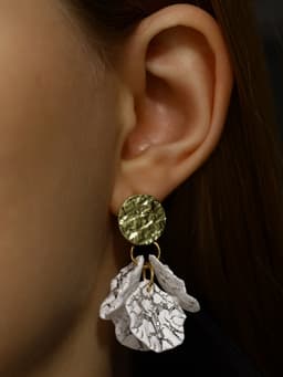 Серьги ассорти «Ветер», бабочка, малые, белые в золоте