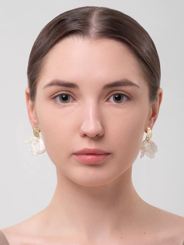 Серьги ассорти «Ветер», бабочка, малые, белые в золоте