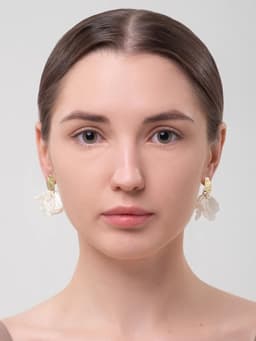 Серьги ассорти «Ветер», бабочка, малые, белые в золоте