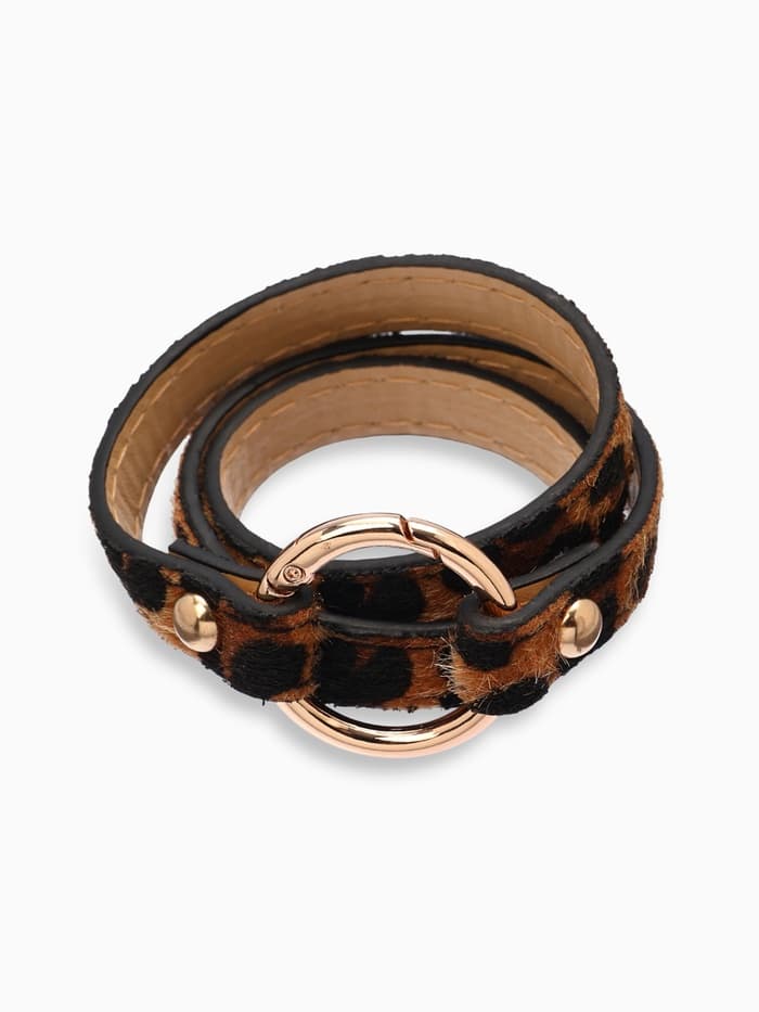 Браслет кожаный «Сафари. Леопард», 51 см, чёрный, коричневый