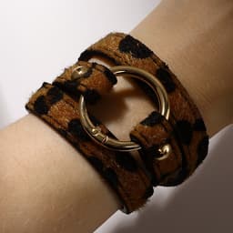 Браслет кожаный «Сафари. Леопард», 51 см, чёрный, коричневый