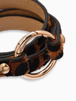 Браслет кожаный «Сафари. Леопард», 51 см, чёрный, коричневый