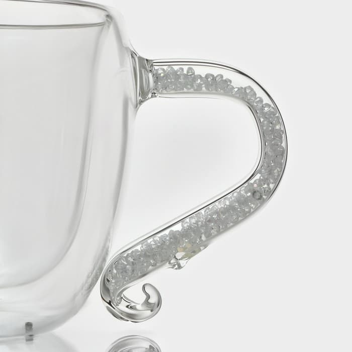 Кружка с двойными стенками Magistro «Даймонд», 200 мл, стекло, прозрачная