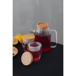 Стакан «Эко», 330 мл, с двойными стенками, с бамбуковой крышкой, стекло, прозрачный