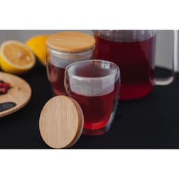 Стакан «Эко», 330 мл, с двойными стенками, с бамбуковой крышкой, стекло, прозрачный