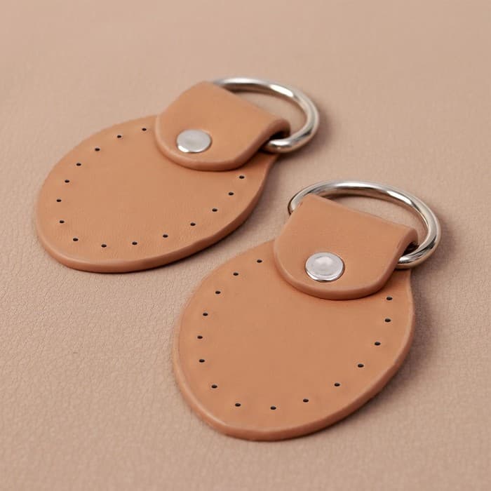 Петля пришивная для сумки, с полукольцом, пара, 8×4.5 см, цвет бежевый, серебряный