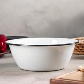 Миска эмалированная, 2 л, без деколи, индукция, белая