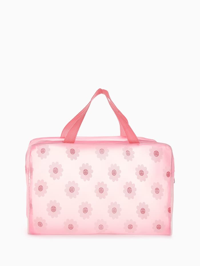 Косметичка-сумка на молнии для бассейна, с ручками, средний размер, розовая