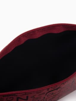 Косметичка-пенал на молнии, маленькая, с буквами, бордовая